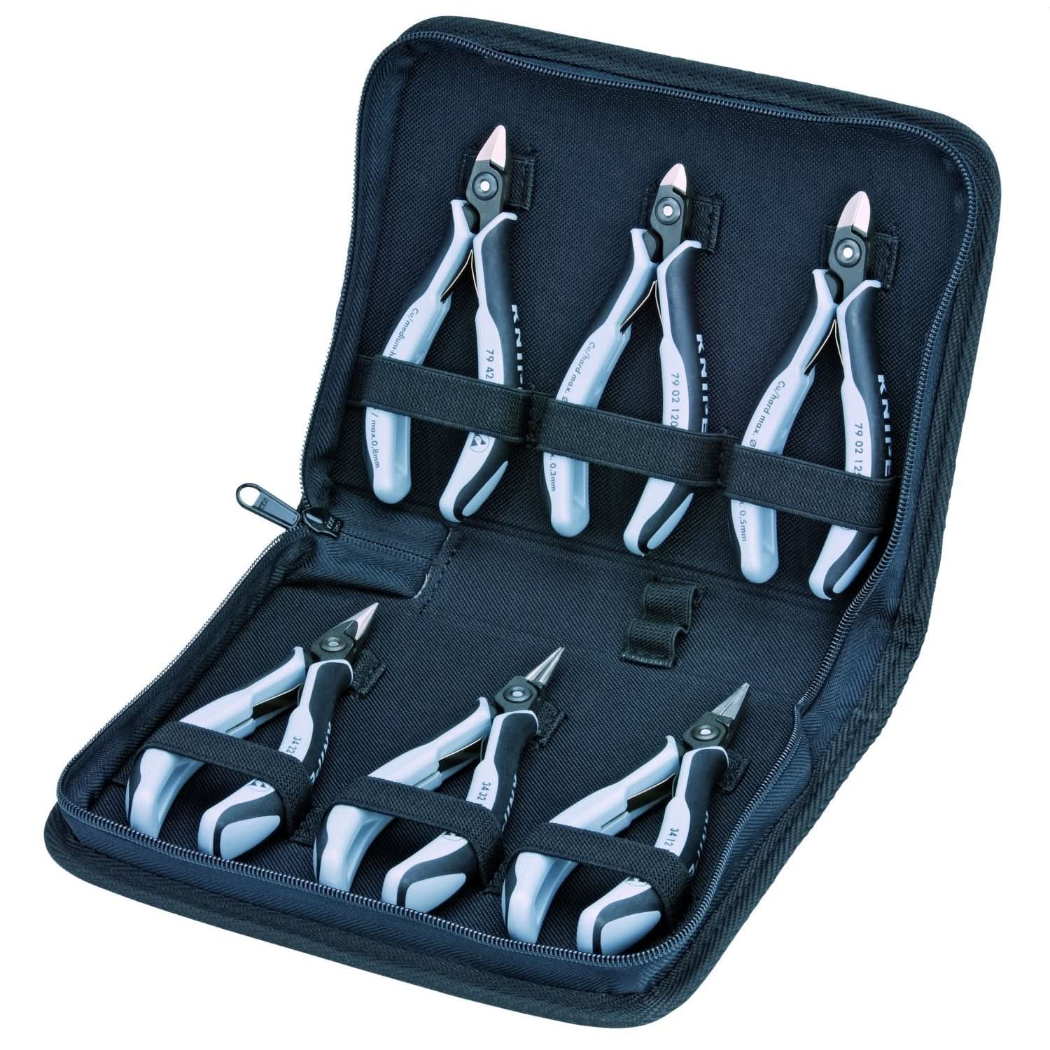 Knipex 00 20 16 P ESD 6 Pc Electronics ESD Pliers Set in Zipper Pouch - Image 1