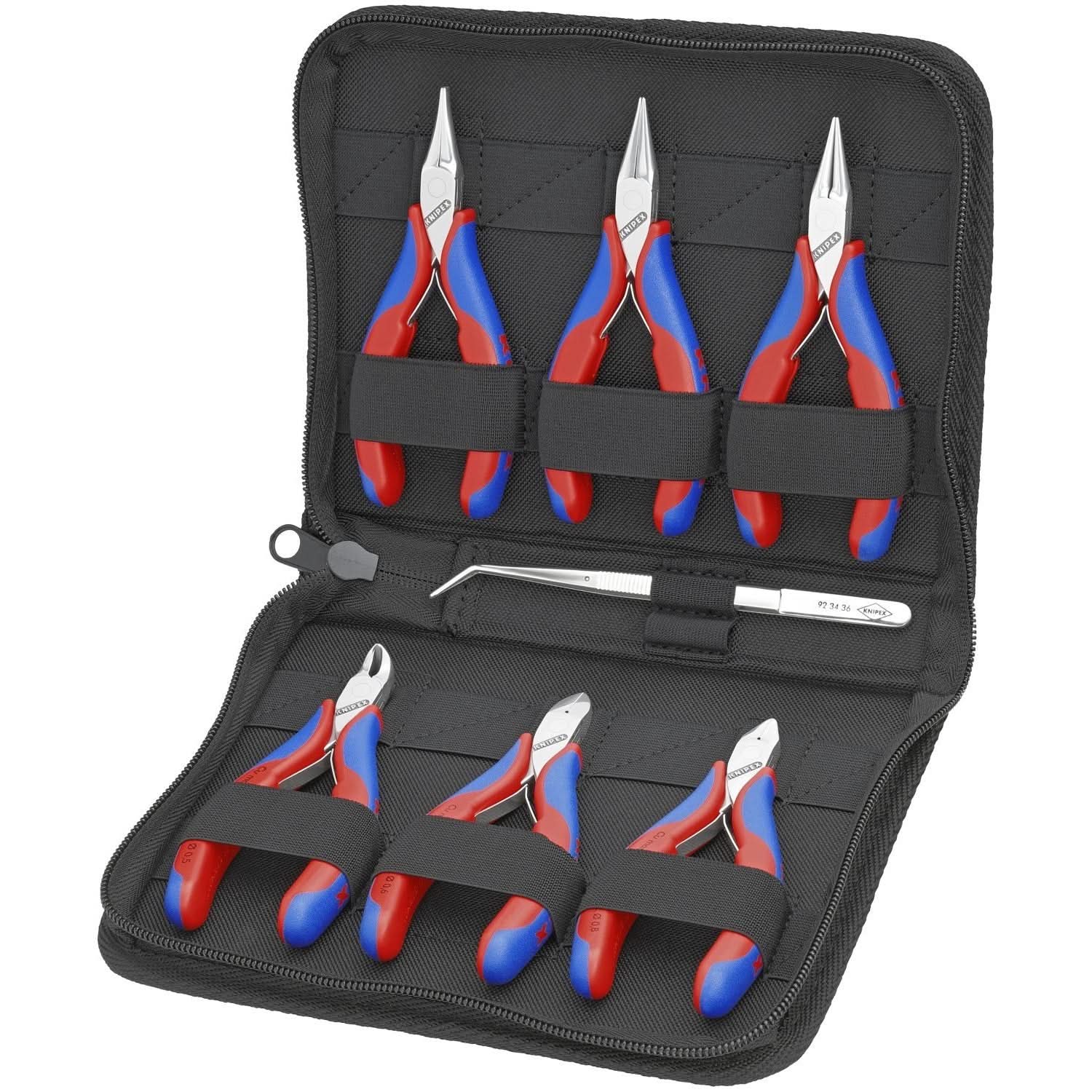 Knipex 00 20 16 7 Pc Electronics Pliers Set in Zipper Pouch - Image 1