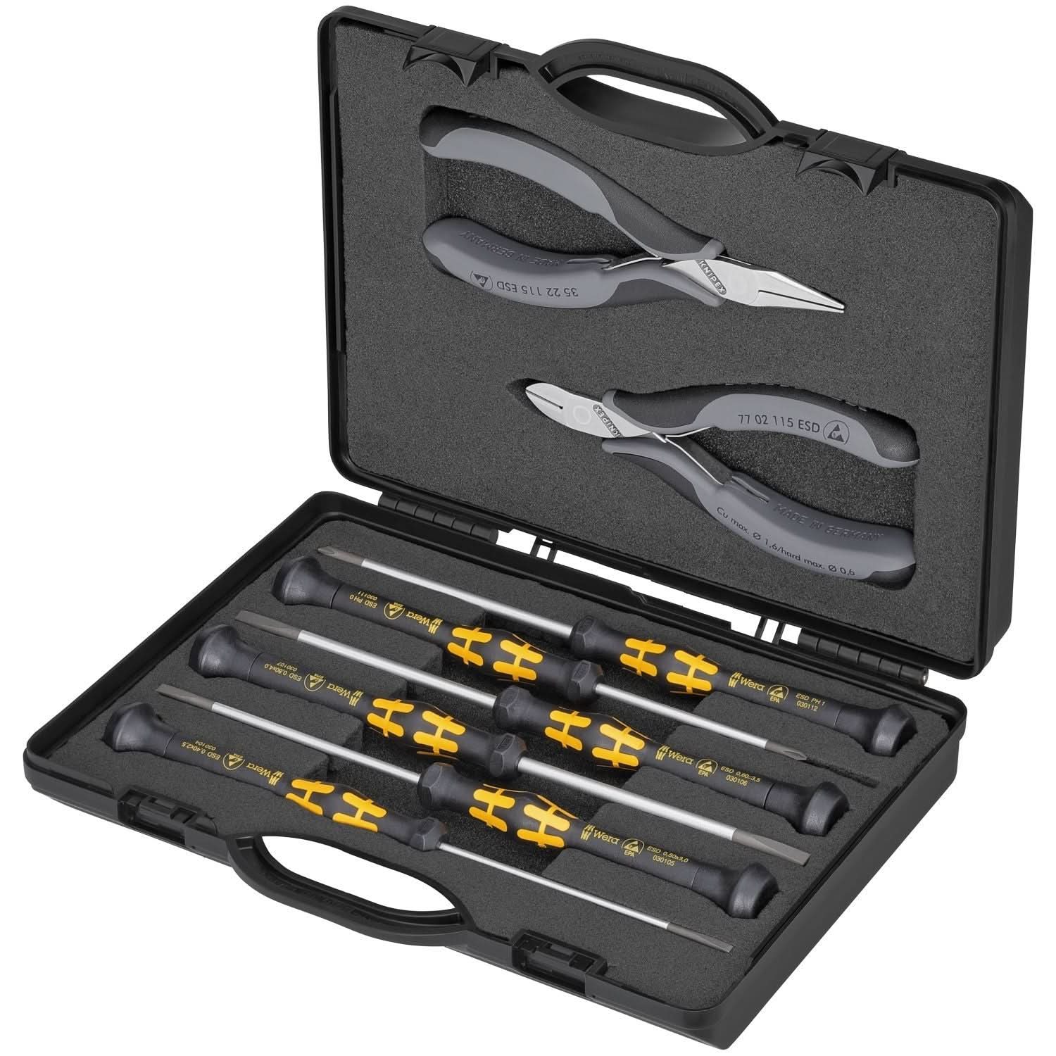 Knipex 00 20 18 ESD 8 Pc Electronics Tool Set ESD in Case with Foam - Image 1