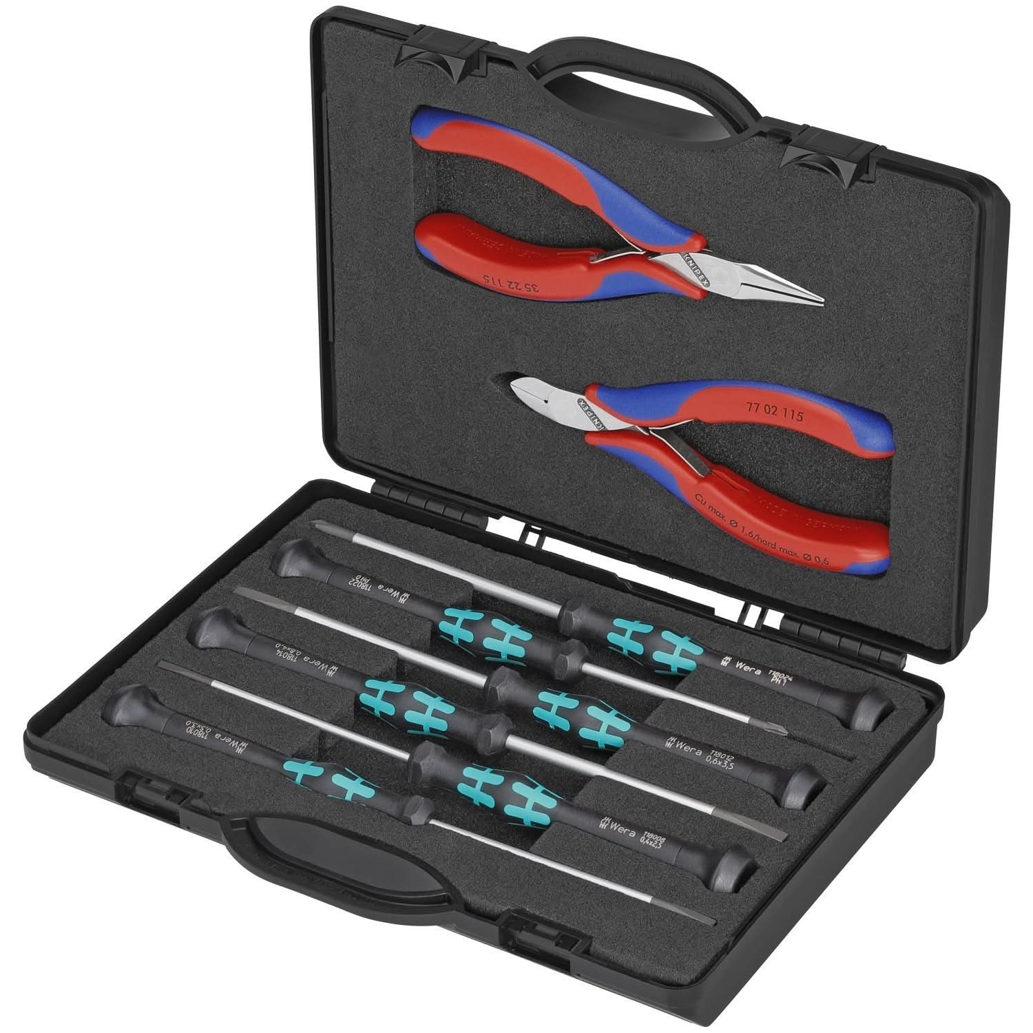 Knipex 00 20 18 8 Pc Electronics Tool Set in Case with Foam - Image 1