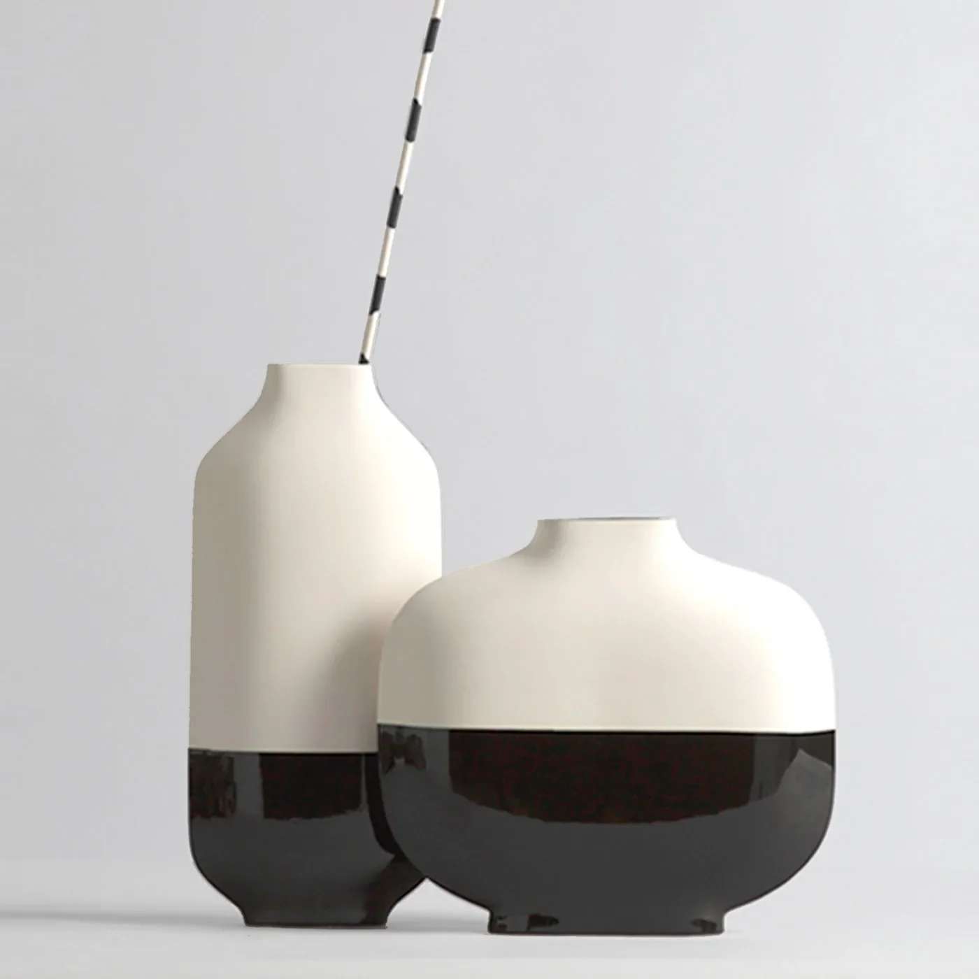 KOSE MILANO | TALL PALMA BLACK AND WHITE VASE | $900.00 - Image 2