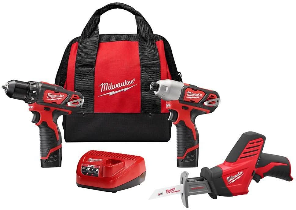 Milwaukee 2498-23 M12 Cordless 3-Tool Combo Kit - Image 1