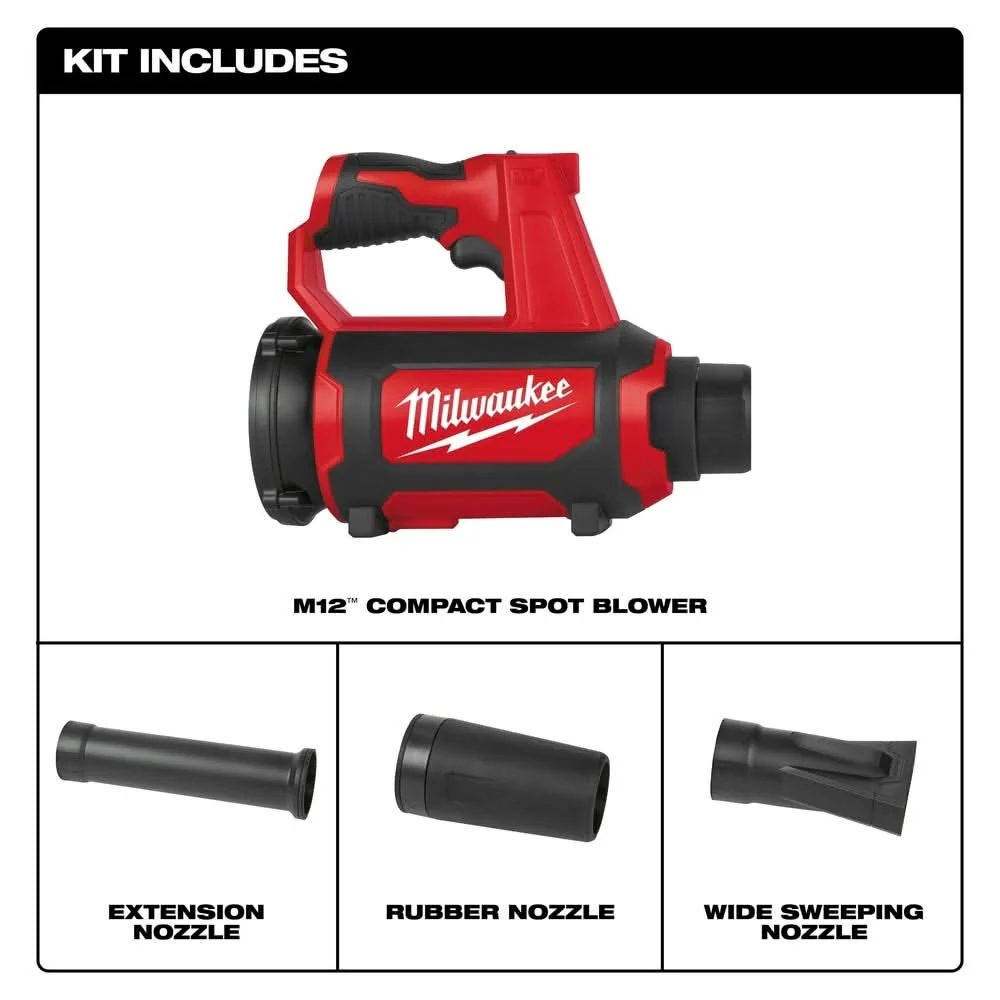Milwaukee 0852-20 M12 Compact 175 CFM / 110 MPH Spot Blower with 2.0Ah Compact Battery - Image 3