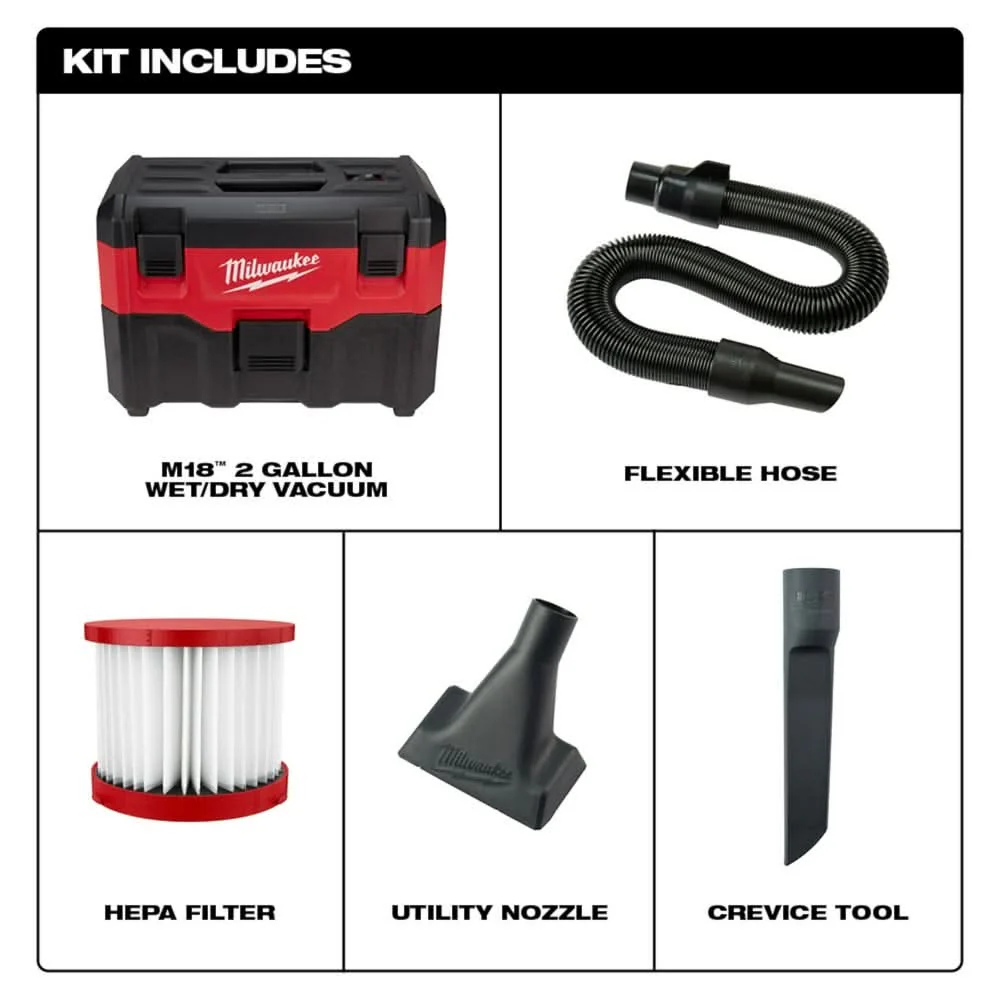 Milwaukee 0880-20 M18 Cordless Wet/Dry Vacuum - Image 2
