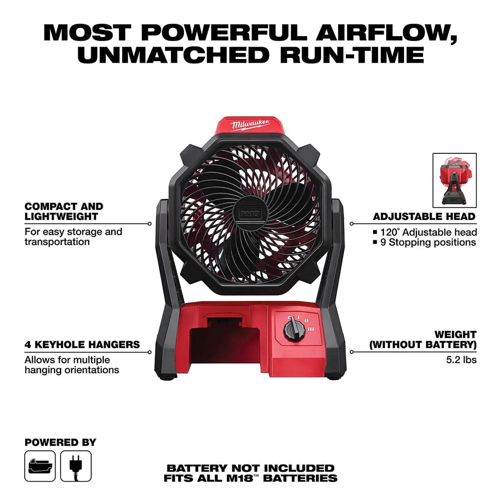 Milwaukee 0886-20 Corded / Cordless M18 Jobsite Fan, No Battery (PROMO) - Image 3