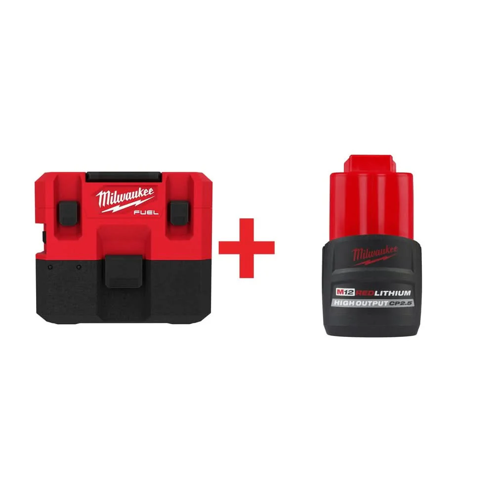 Milwaukee M12 FUEL 1.6 Gallon Wet/Dry Vacuum with 2.5Ah Battery Pack - Image 1