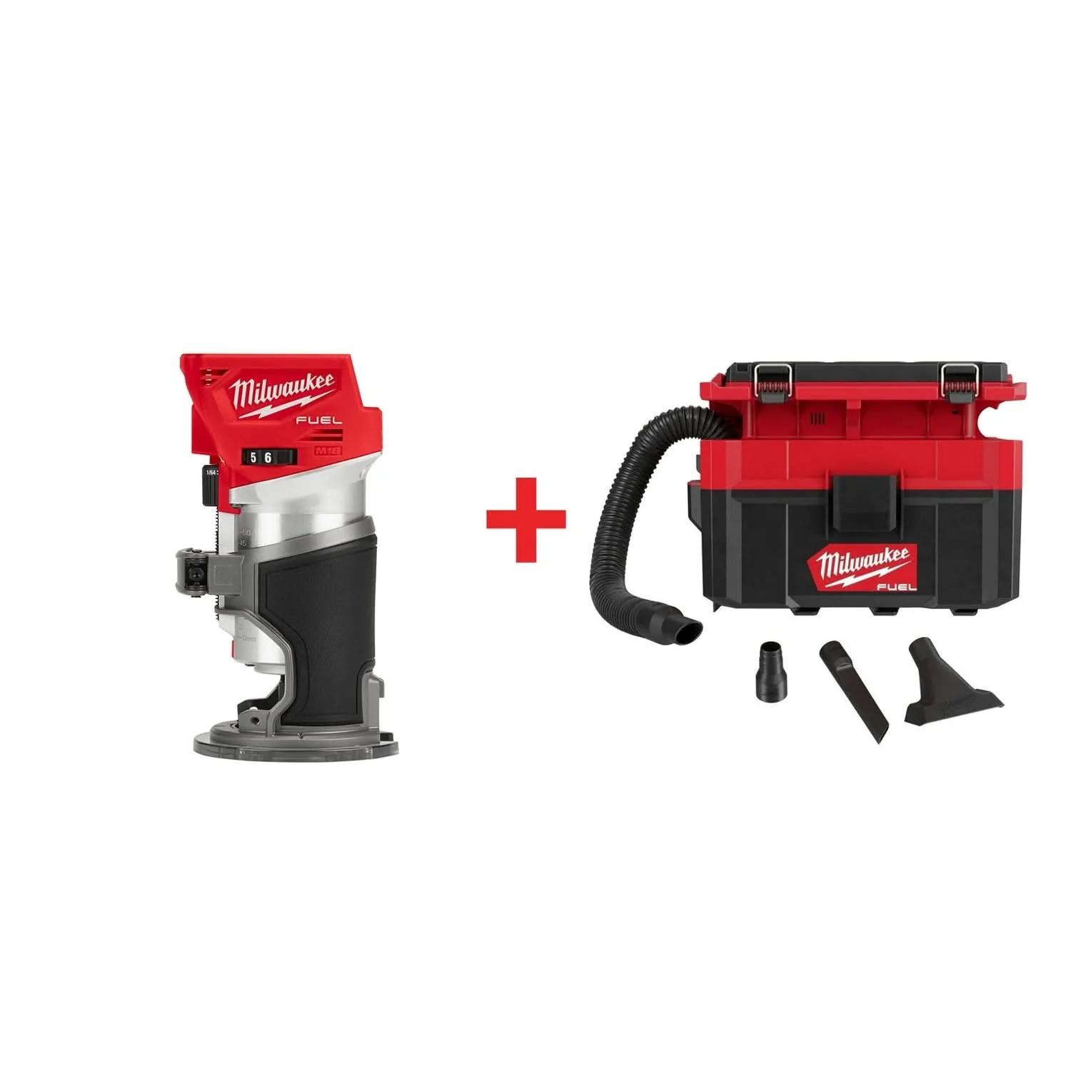 Milwaukee M18 FUEL PACKOUT 2.5 Gallon Wet/Dry HEPA Vacuum and Brushless Compact Router Kit (Bare Tools) - Image 1