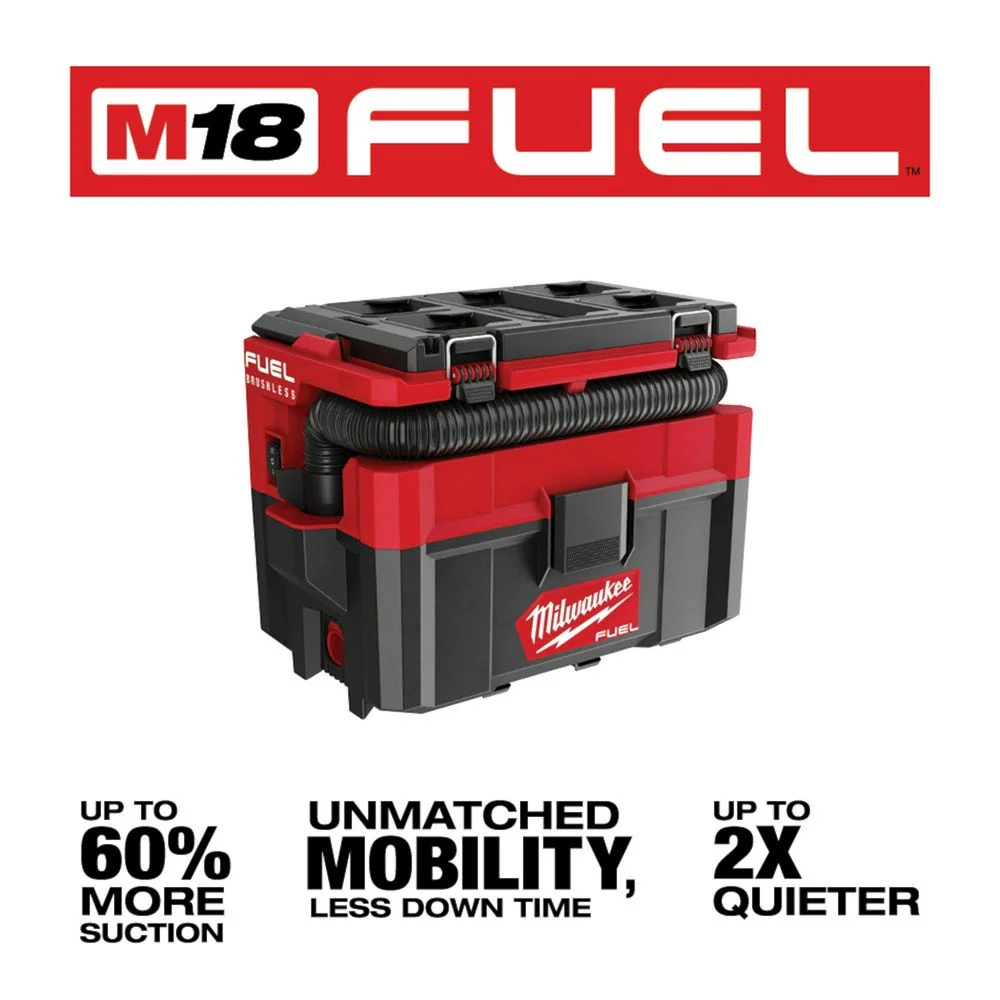 Milwaukee 0970-20 M18 FUEL PACKOUT 2.5 Gallon Wet/Dry HEPA Vacuum w/ FREE Spare Filter - Image 2