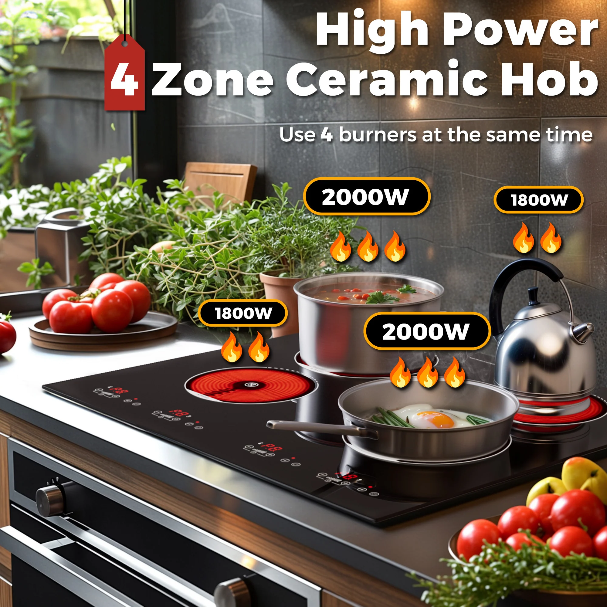 Advwin 4 Burner Electric Cooktop 4H Timer - Image 3