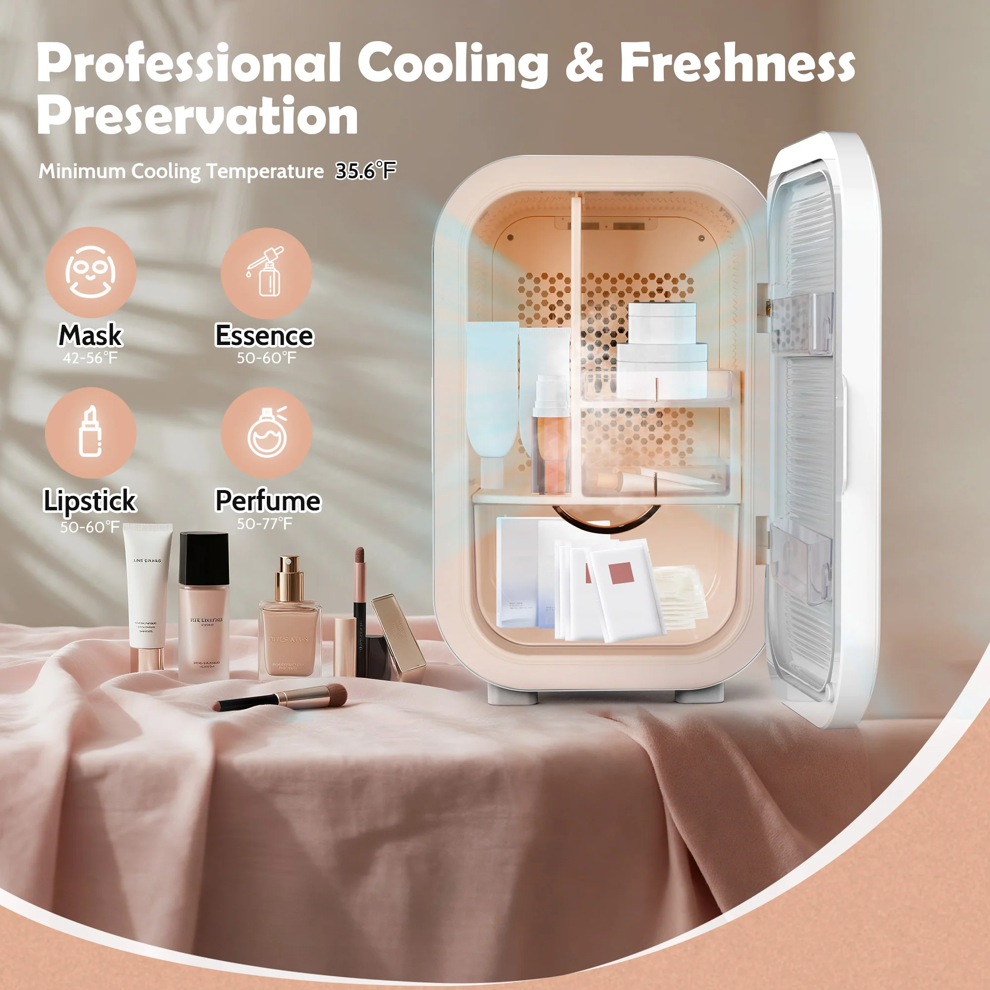 Advwin 22L Mini Skincare Fridge with LED Mirror - Image 3