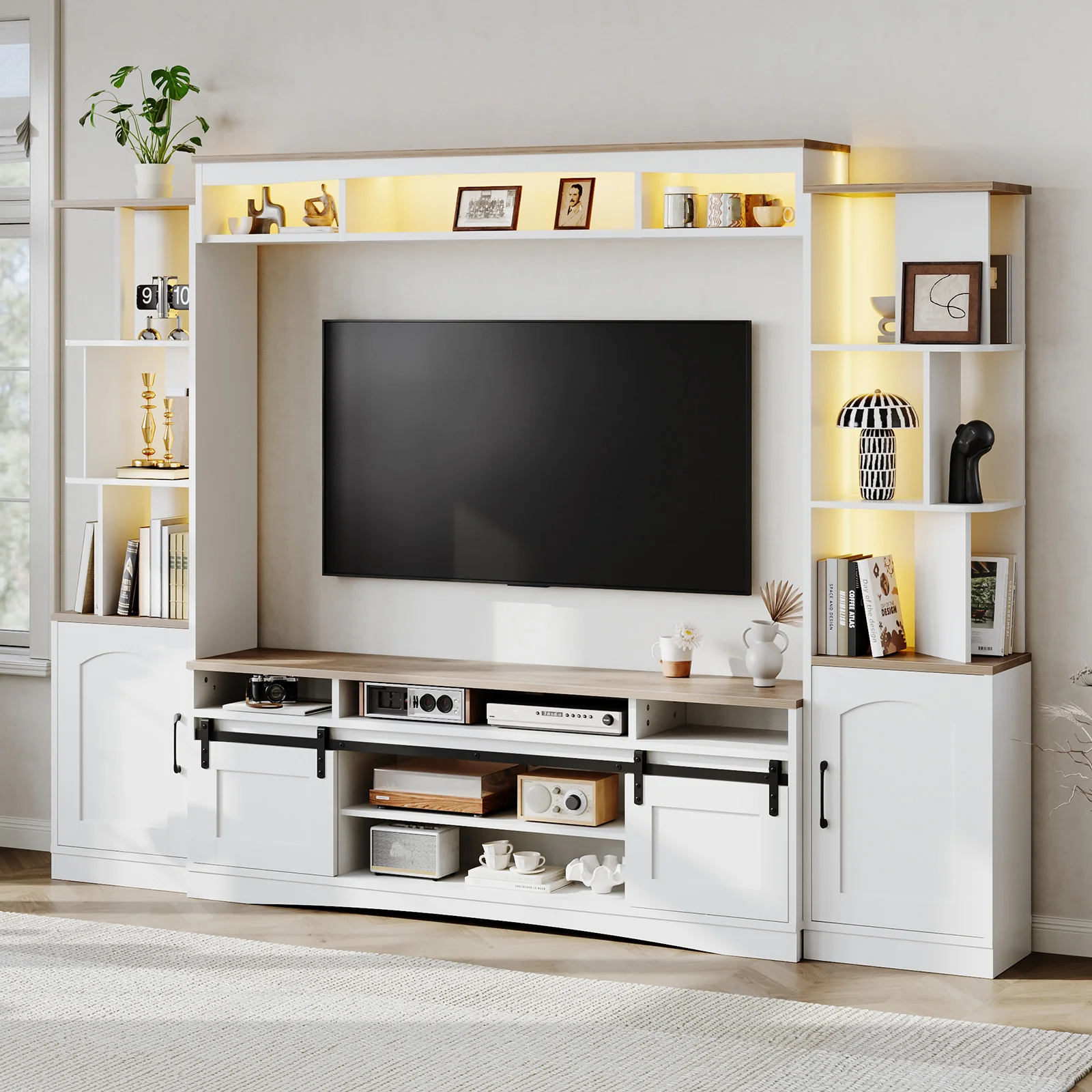 Advwin 101″ Modern Wall Unit Entertainment Center