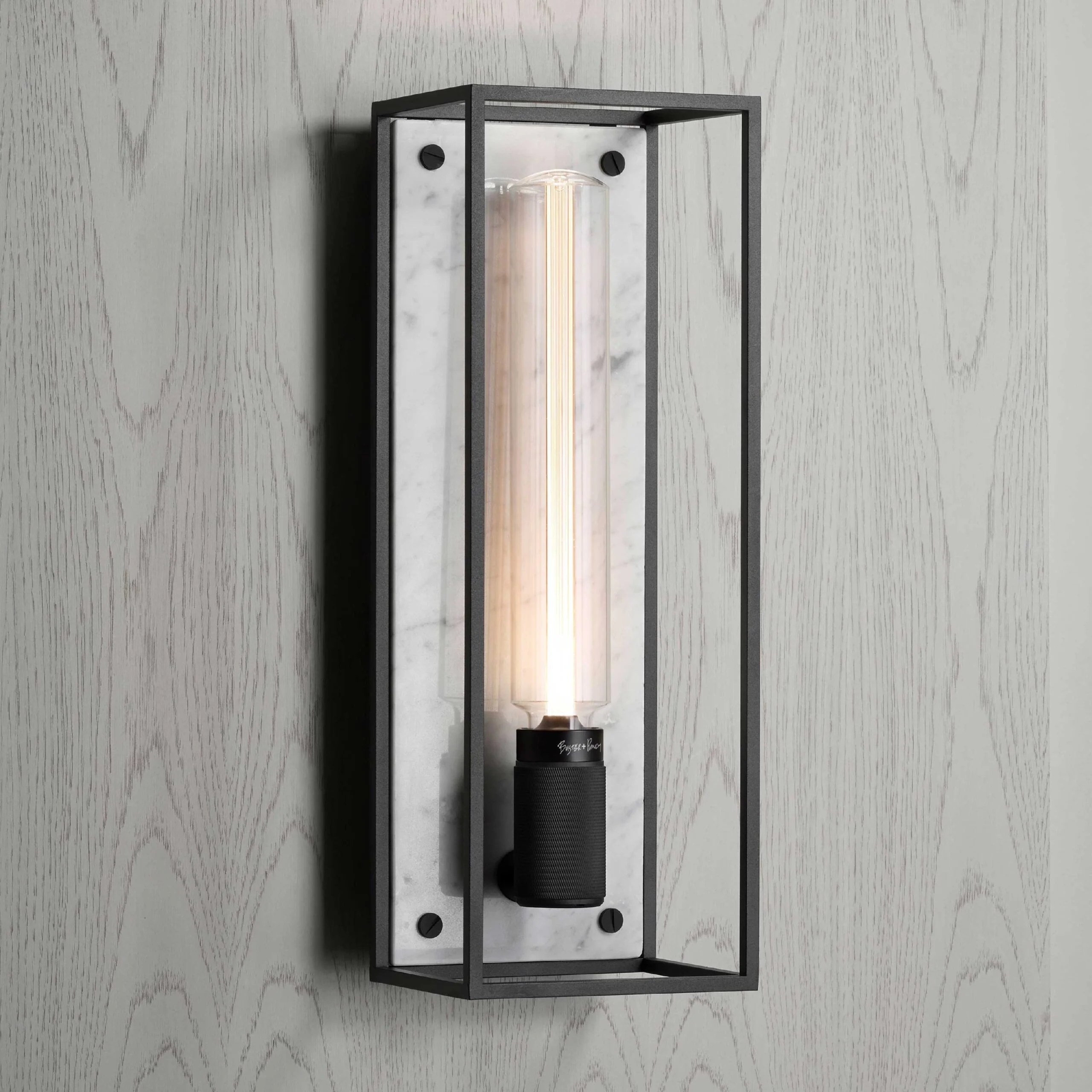 BUSTER AND PUNCH | LARGE CAGED WALL LIGHT WHITE MARBLE – 2.00