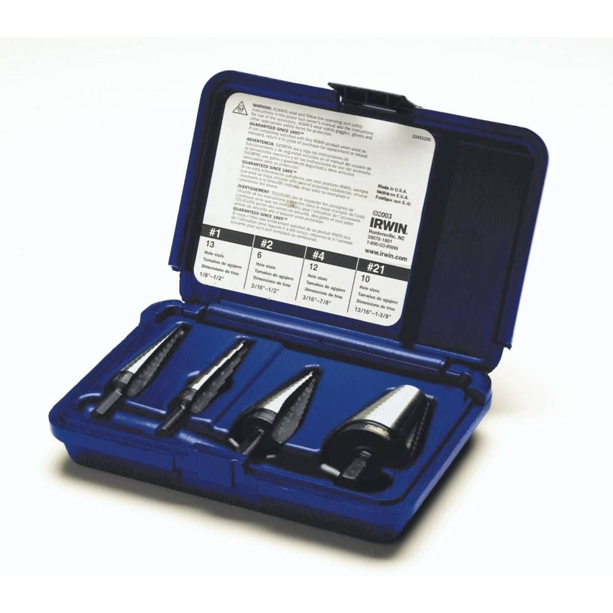 Irwin 10225 Unibit Step Drill Sets 4 Piece Set - Image 1