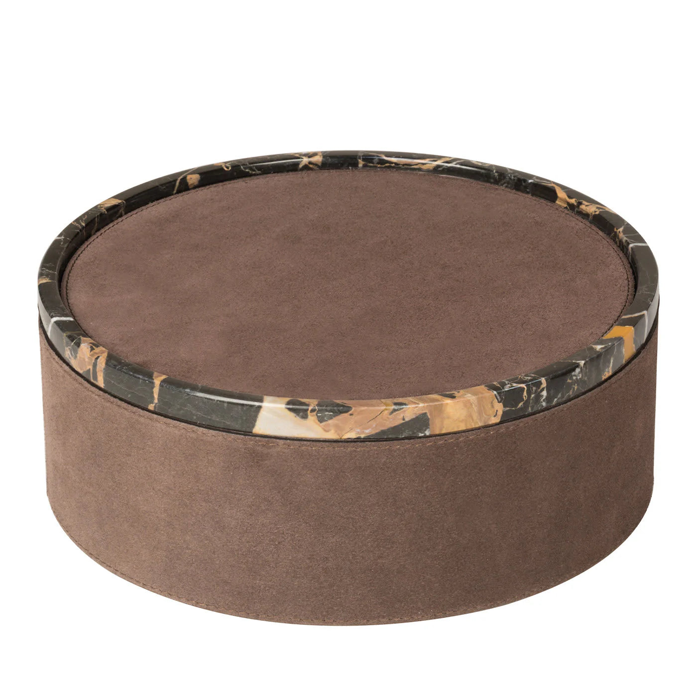 GIOBAGNARA | POLO MARMO BROWN LARGE ROUND STACKABLE BOX | $1,050.00 - Image 1