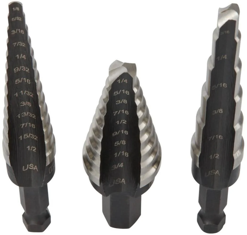 Irwin 10502ZR Unibit High-Speed Steel Fractional Self-Starting Step Drill Bits 3 Piece Set - Image 2