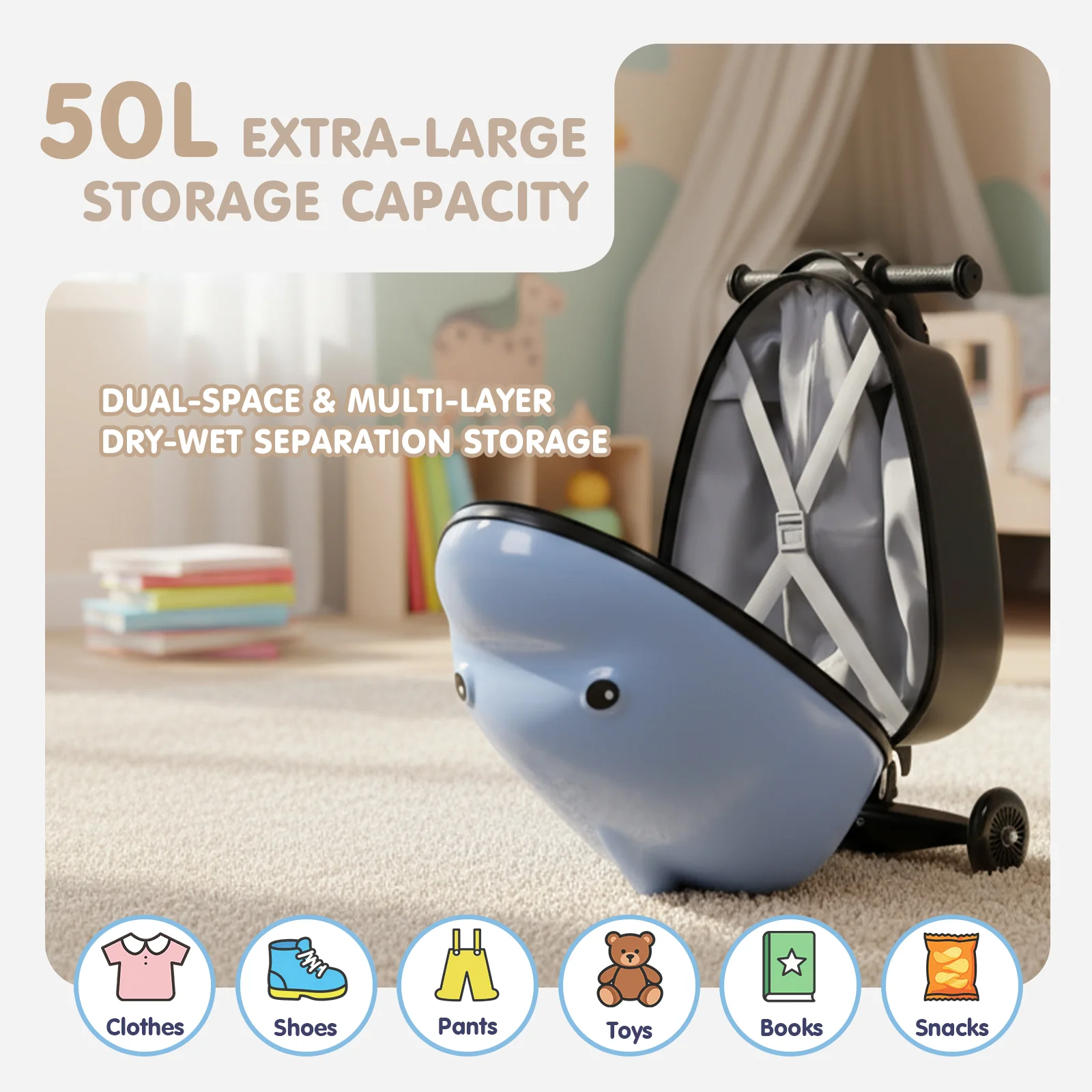 Advwin 22‘’ Detachable Scooter Ride-On Suitcase - Image 3