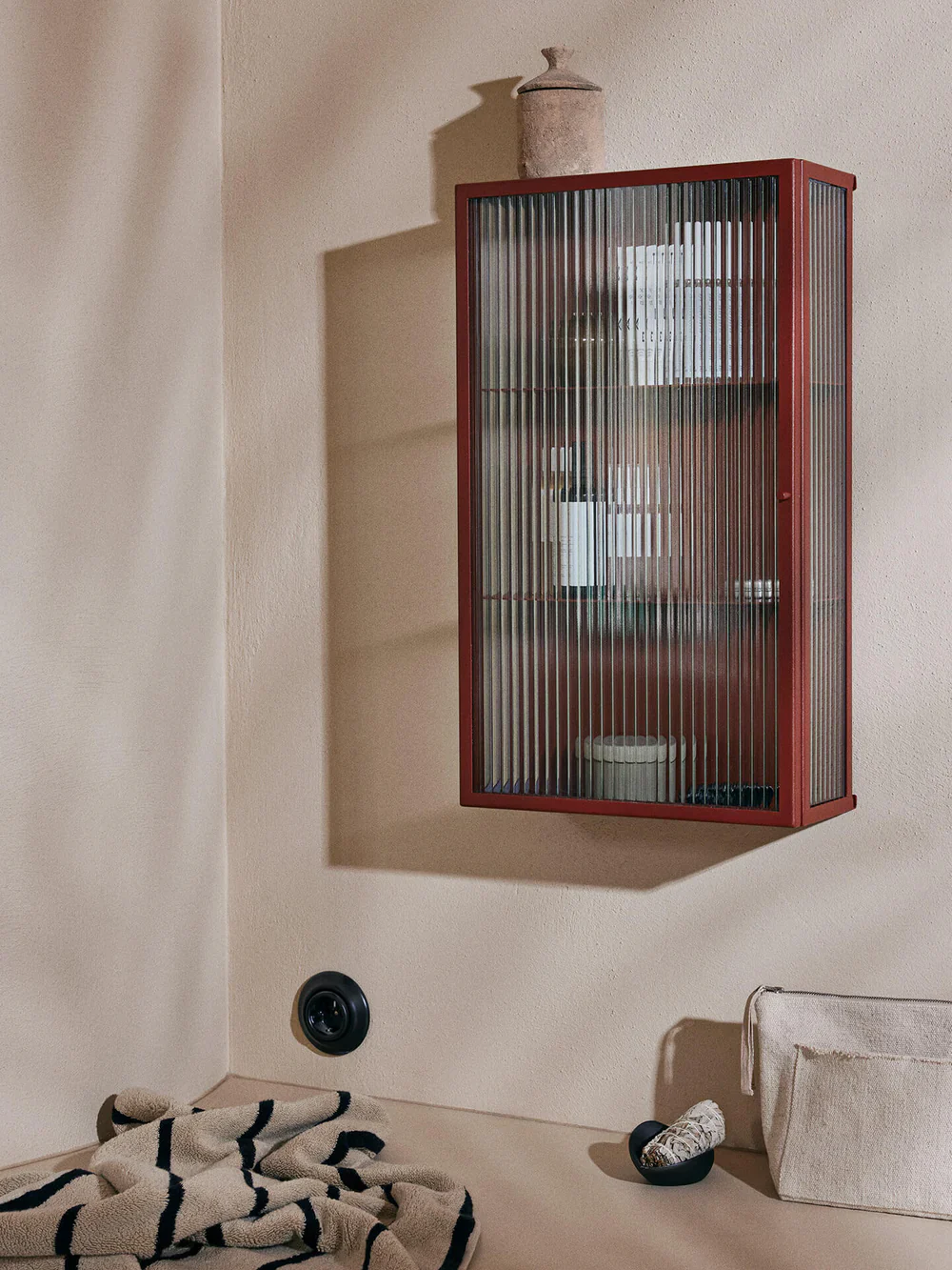 FERM LIVING | HAZE WALL CABINET - REEDED GLASS - OXIDE RED | $495.00 - Image 2