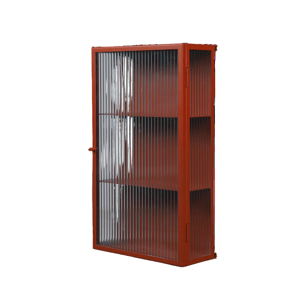 FERM LIVING | HAZE WALL CABINET – REEDED GLASS – OXIDE RED | 5.00