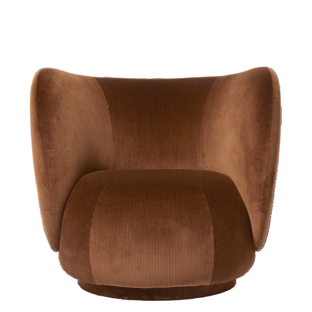 FERM LIVING | RICO LOUNGE CHAIR - SWIVEL - DEVORE VELVET - RUST | $3,669.00 - Image 1