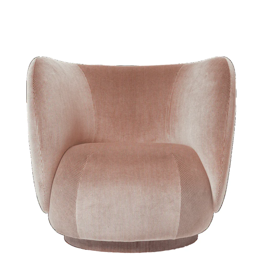 FERM LIVING | RICO LOUNGE CHAIR - SWIVEL - DEVORE VELVET - BLUSH | $3,669.00 - Image 1