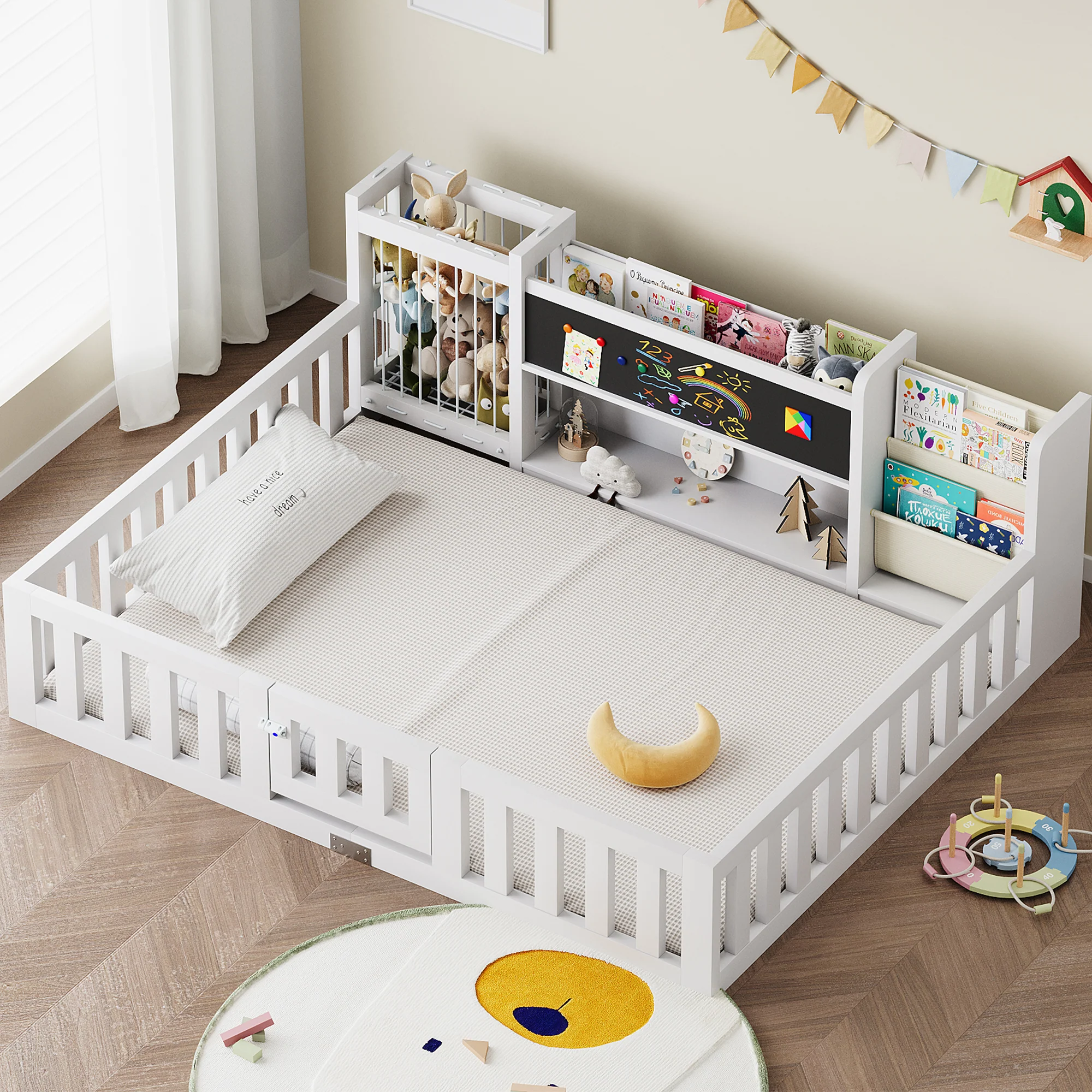 Advwin Toddler Floor Bed with Door & Safety Rails - Image 3