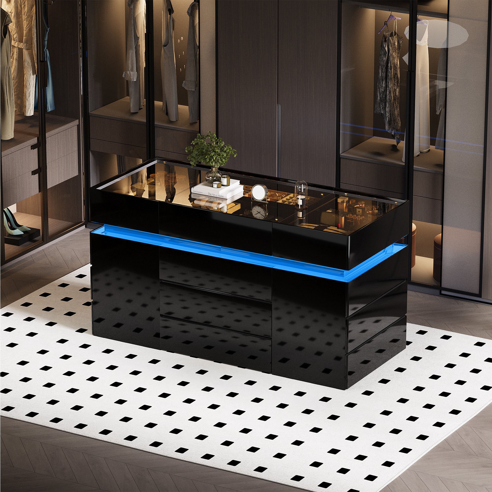 Advwin Luxury Glossy Closet Island with 16 Drawers - Image 2