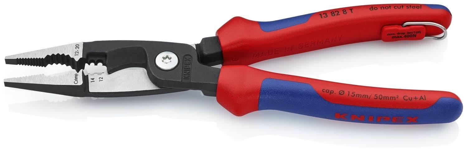 Knipex 13 82 8 T BKA 6-in-1 Electrical Installation Pliers 12 and 14 AWG-Tethered Attachment - Image 3