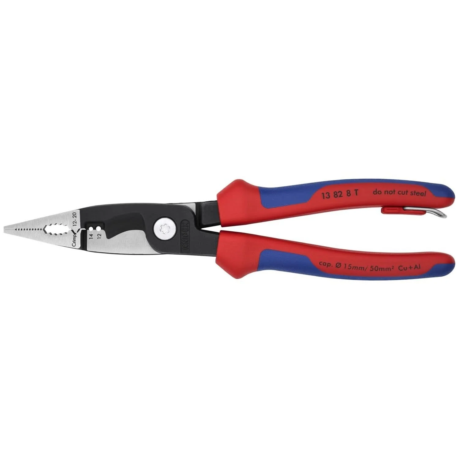Knipex 13 82 8 T BKA 6-in-1 Electrical Installation Pliers 12 and 14 AWG-Tethered Attachment