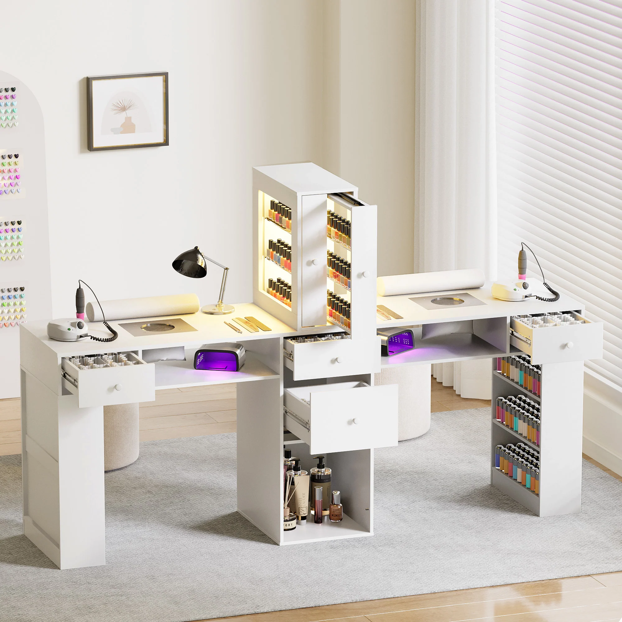 Advwin Double Manicure Table with Dust Collector - Image 1