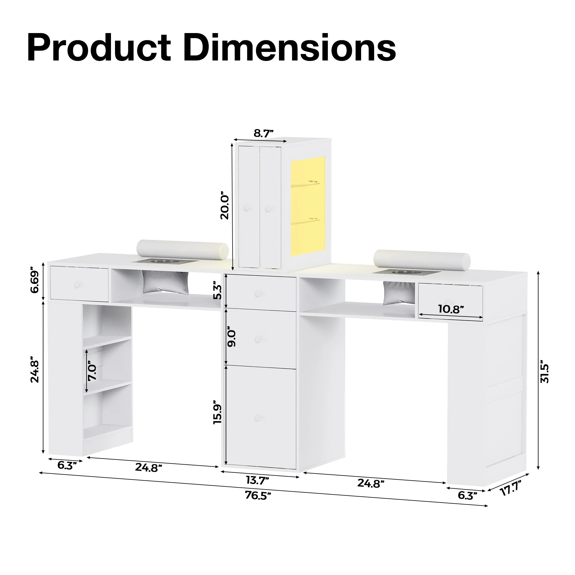 Advwin Double Manicure Table with Dust Collector - Image 2