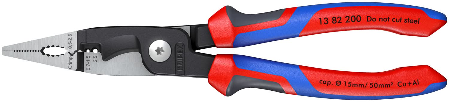 Knipex 13 82 200 SB 6-in-1 Electrical Installation Pliers-Metric Wire - Image 1