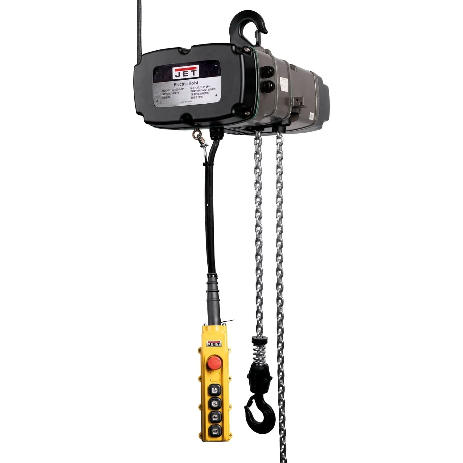 JET 140127 TS500-230-010, 5-Ton Two Speed Electric Chain Hoist 3-Phase 10-Foot Lift