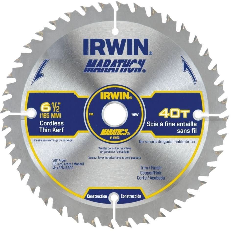 Irwin 14023 Marathon Cordless Circular Saw Blade 6-1/2-in. 40T - Image 1
