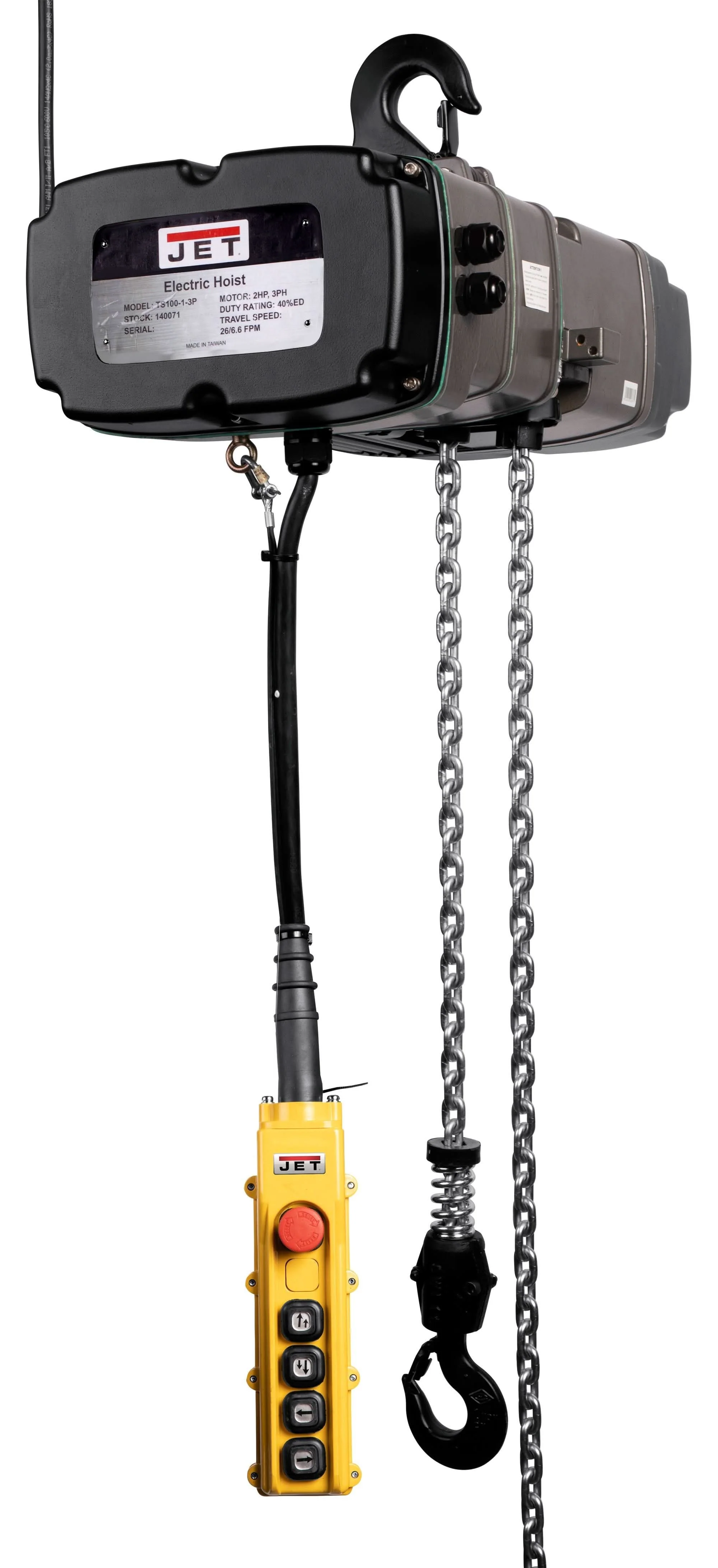 JET 140237 TS100-230-015,1-Ton Two Speed Electric Chain Hoist 3-Phase 15-Foot Lift - Image 2