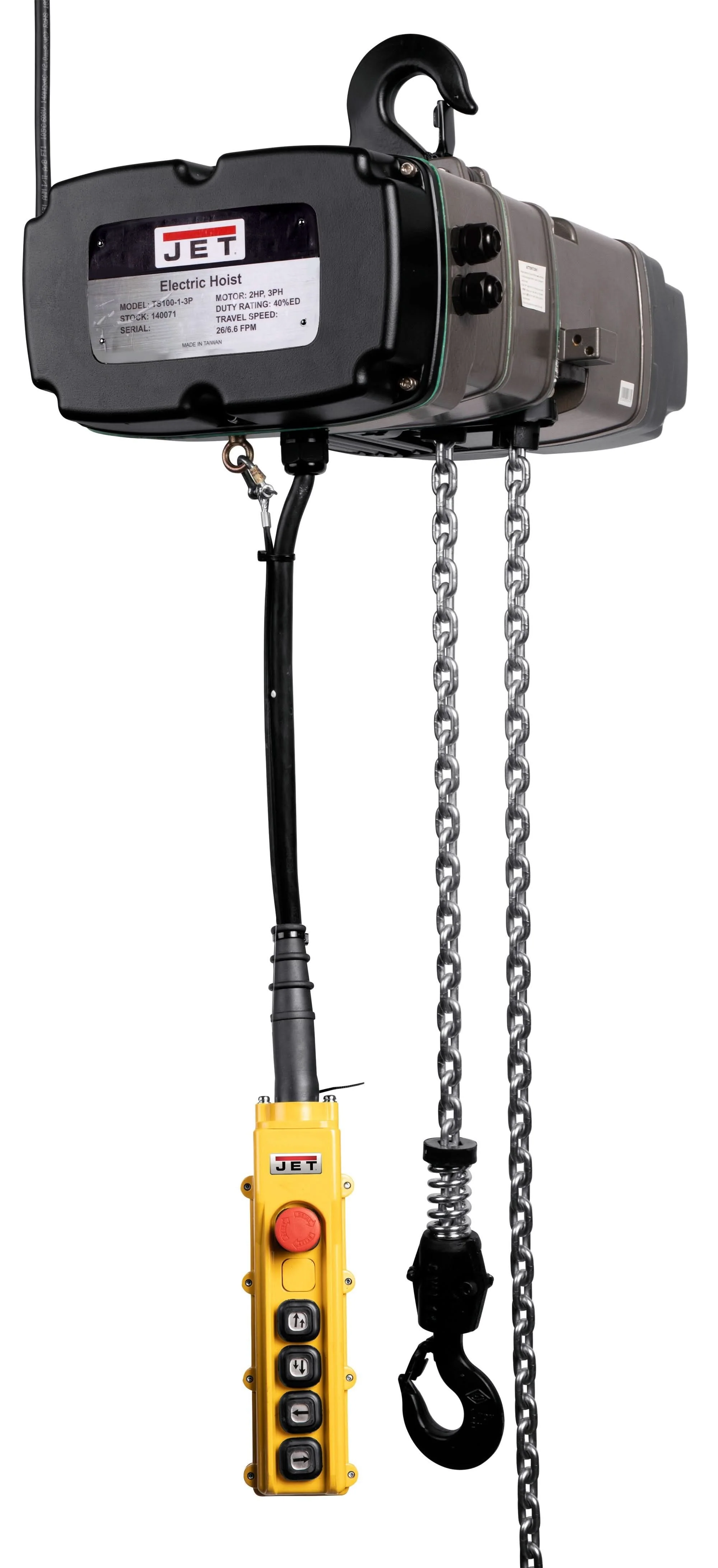 JET 140239 TS200-230-010,1-Ton Two Speed Electric Chain Hoist 3-Phase 10-Foot Lift - Image 2