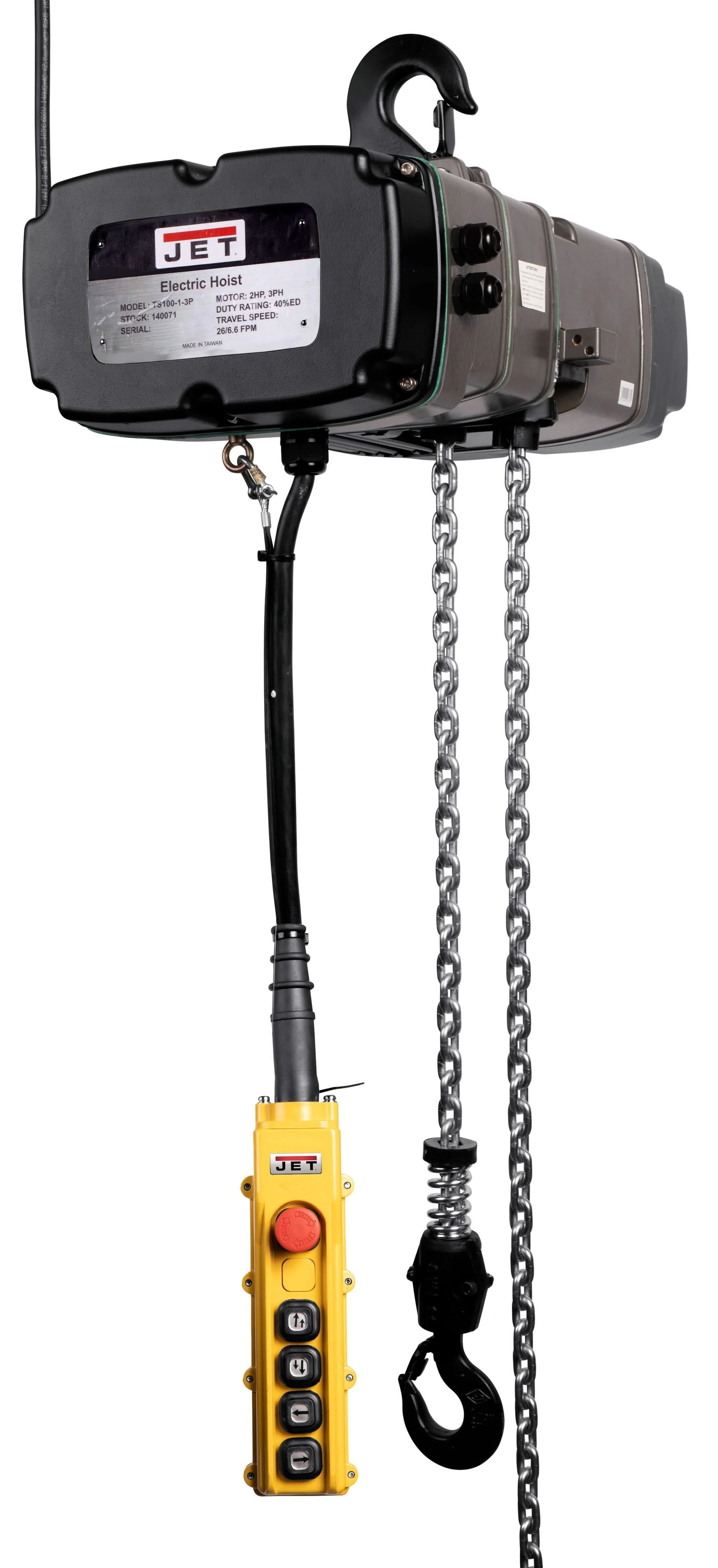 JET 140240 TS200-230-020,2-Ton Two Speed Electric Chain Hoist 3-Phase 20-Foot Lift - Image 2