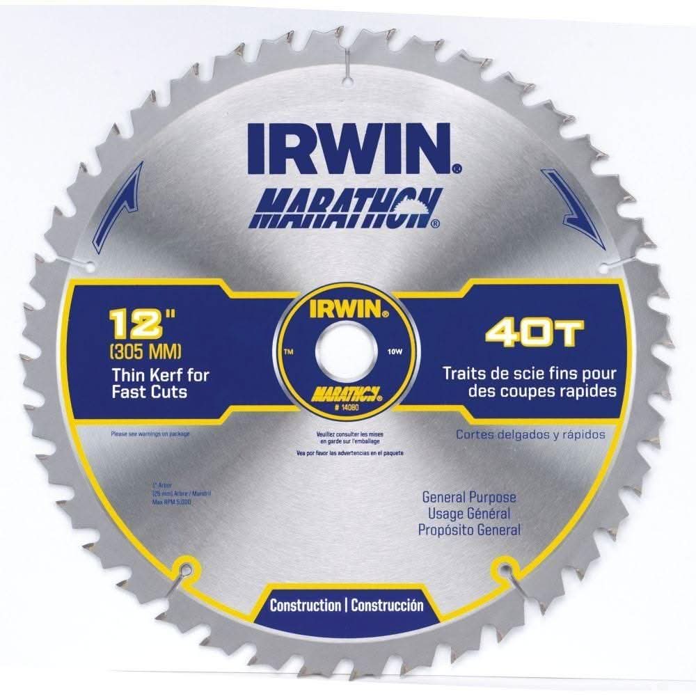 Irwin 14080 MARATHON Portable Corded Carbide Saw Blade 7-1/4-in. 40-Tooth 5/8-in. - Image 2