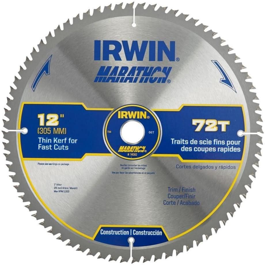 Irwin 14082 Marathon Miter / Table Saw Blades 12 in. 72-Tooth ATB - Image 1