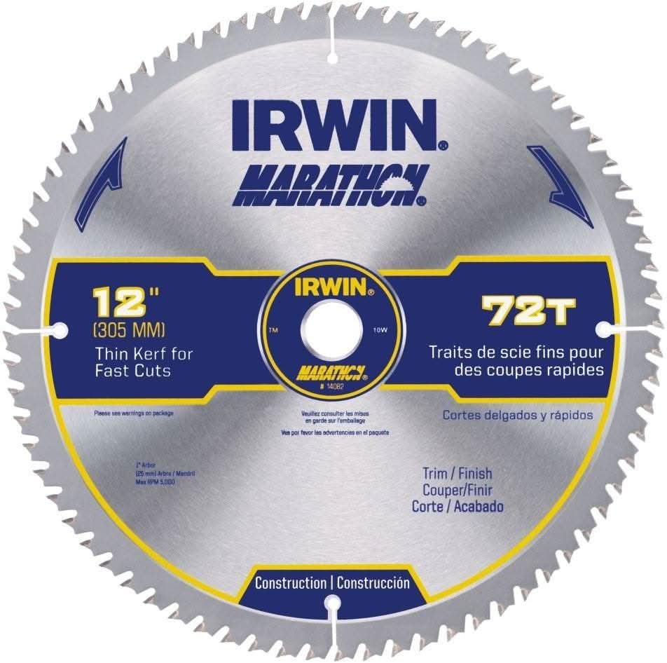 Irwin 14082 Marathon Miter / Table Saw Blades 12 in. 72-Tooth ATB - Image 2