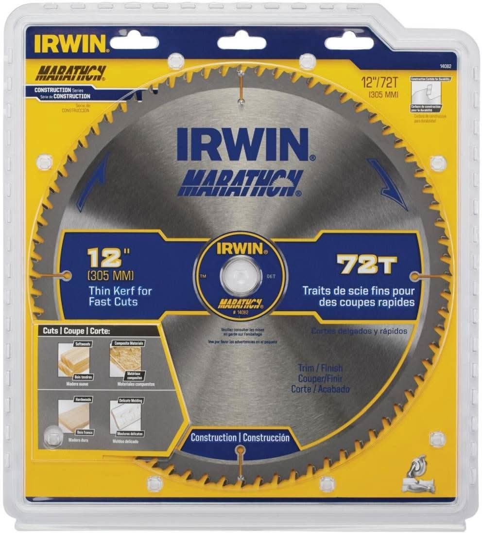 Irwin 14082 Marathon Miter / Table Saw Blades 12 in. 72-Tooth ATB - Image 3