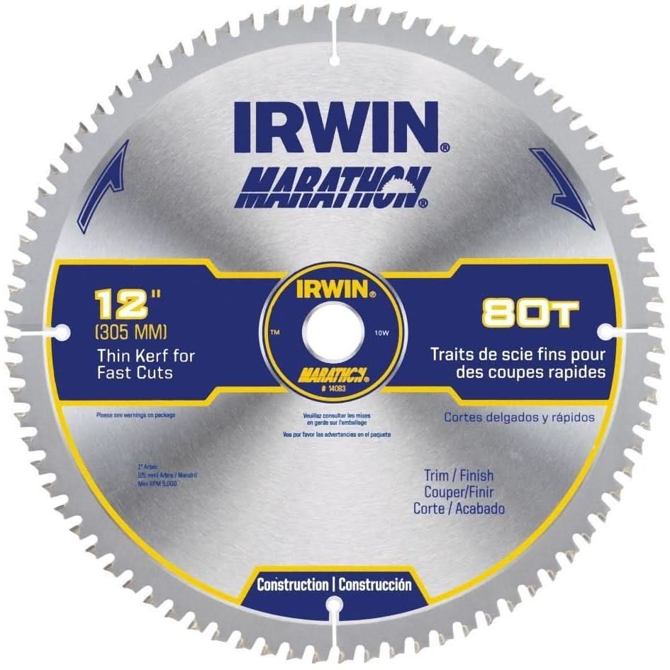 Irwin 14083 Marathon Miter / Table Saw Blades 12 in. 80-Tooth ATB - Image 1