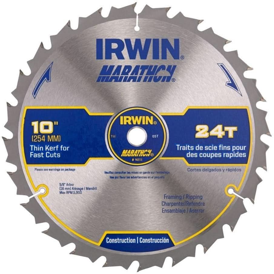 Irwin 14233 Marathon Miter / Table Saw Blades 10 in. 24-Tooth ATB - Image 1