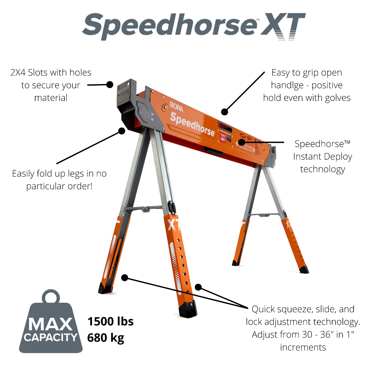 BORA PM-4550T Speedhorse XT Adjustable Leg, 2-Pack - Image 2