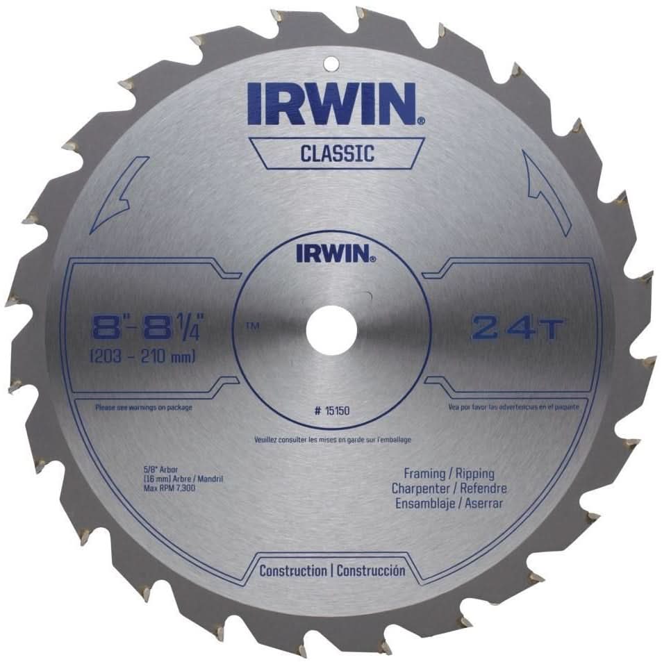 Irwin 15150 Classic Series Circular Saw Blades 8-1/4-in. 24T - Image 1