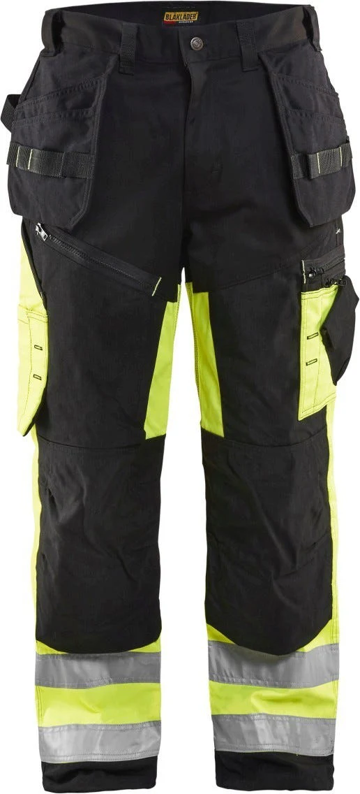 Blaklader 16091860 Hi-Vis X1600 Work Pants, High-Visibility Yellow / Black - Image 1