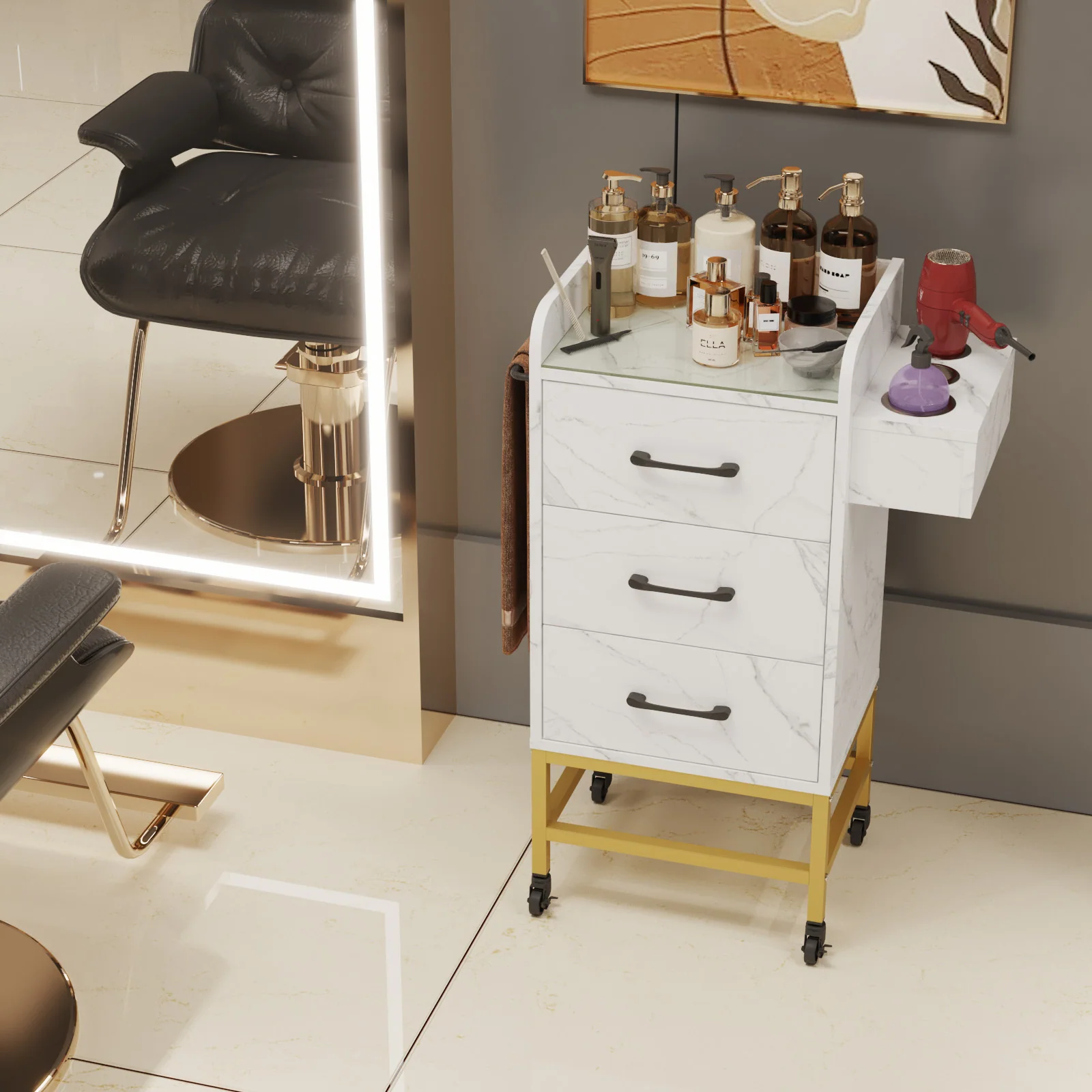 Advwin Salon Trolley with Glass Top - Image 2