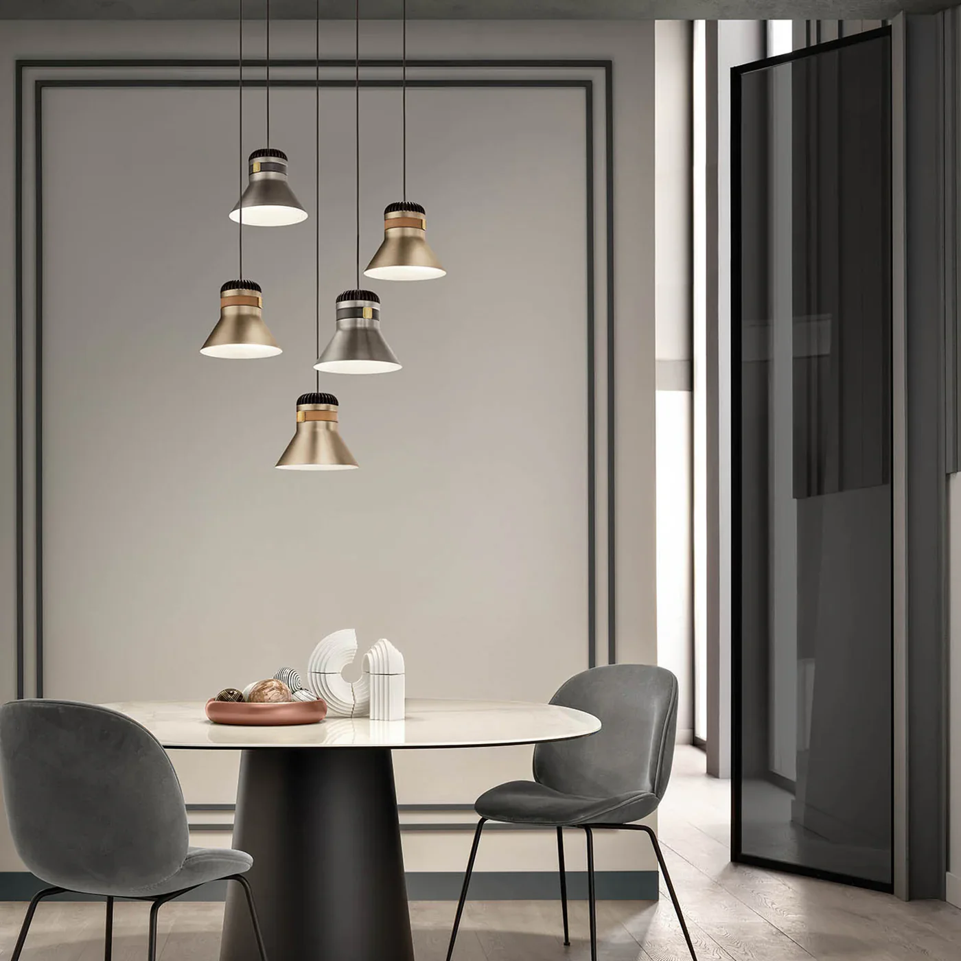 MASIERO | CORDEA S P SATIN GALVANIZED METAL 5-LIGHT CHANDELIER | $920.00 - Image 2