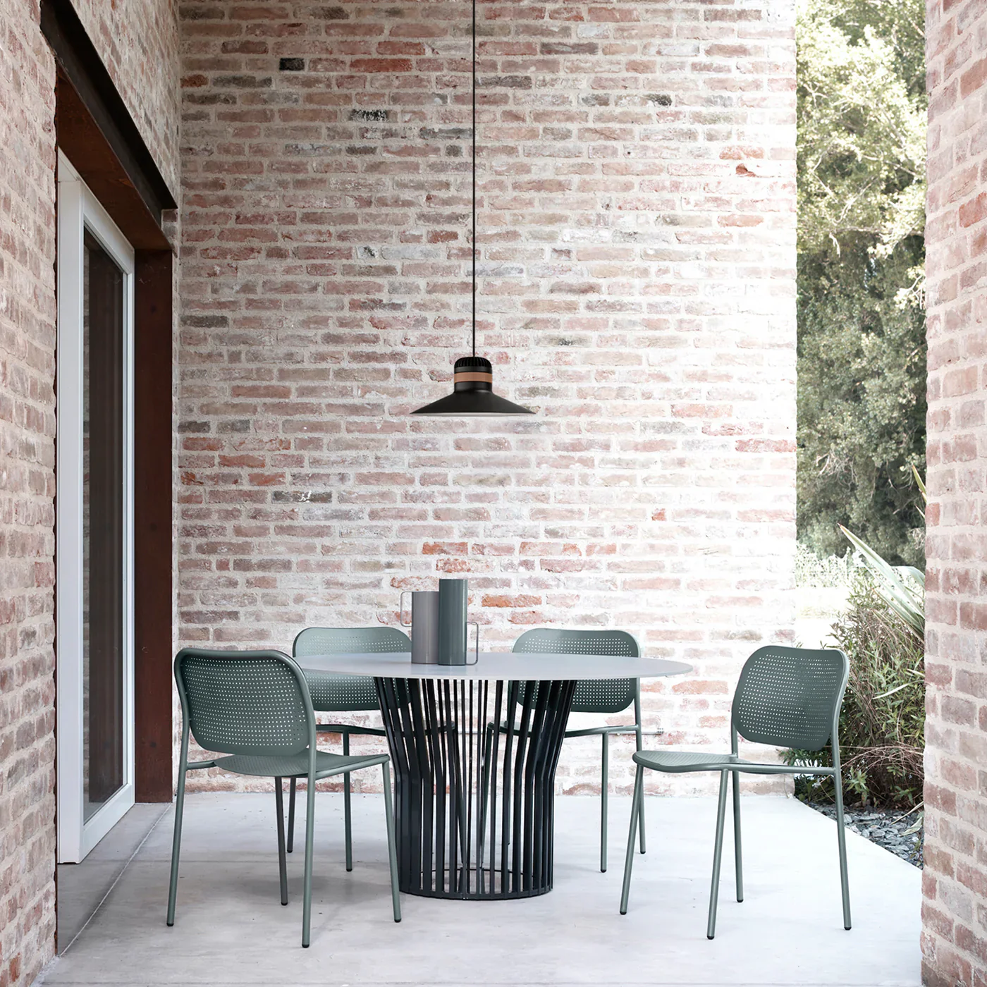 MASIERO | CORDEA OUT BLACK METAL LAMP WITH BROWN LEATHER STRAP OUTDOOR PENDANT LAMP | $1,150.00 - Image 2