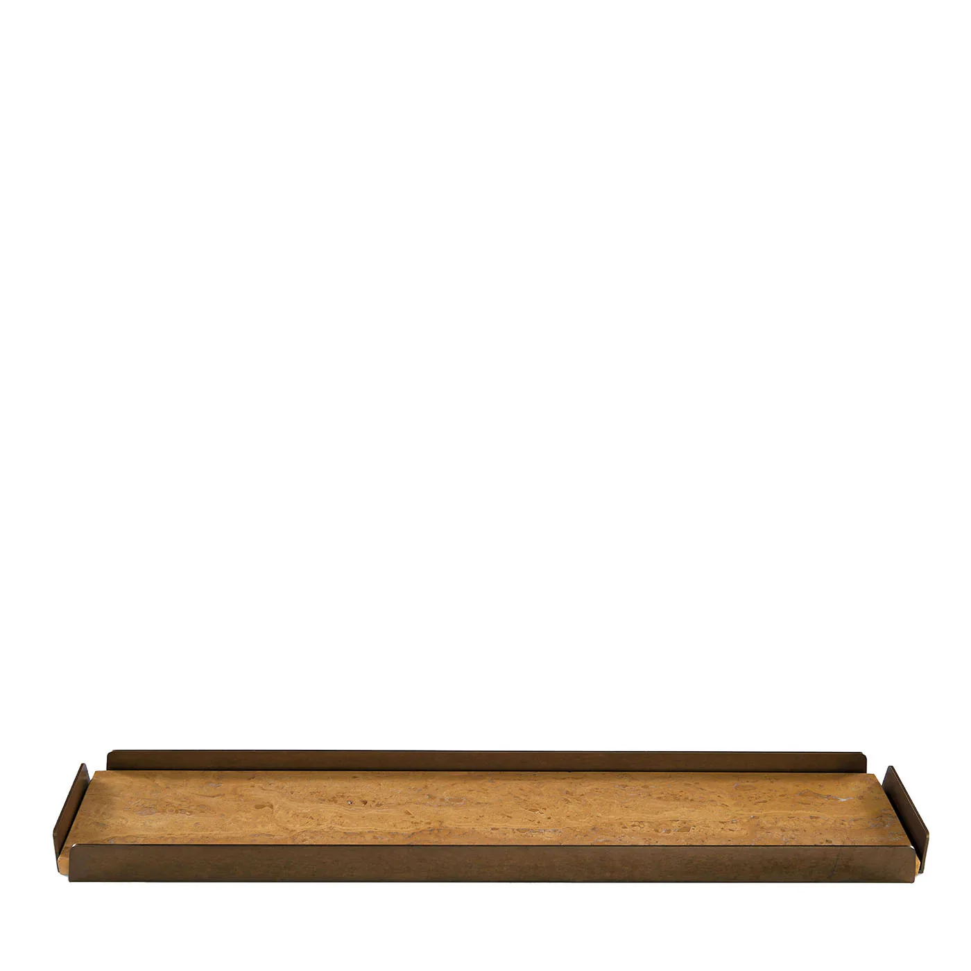 HUG RECTANGULAR YELLOW TRAVERTINE MARBLE AND BRASS TRAY | $1,045.00 - Image 3