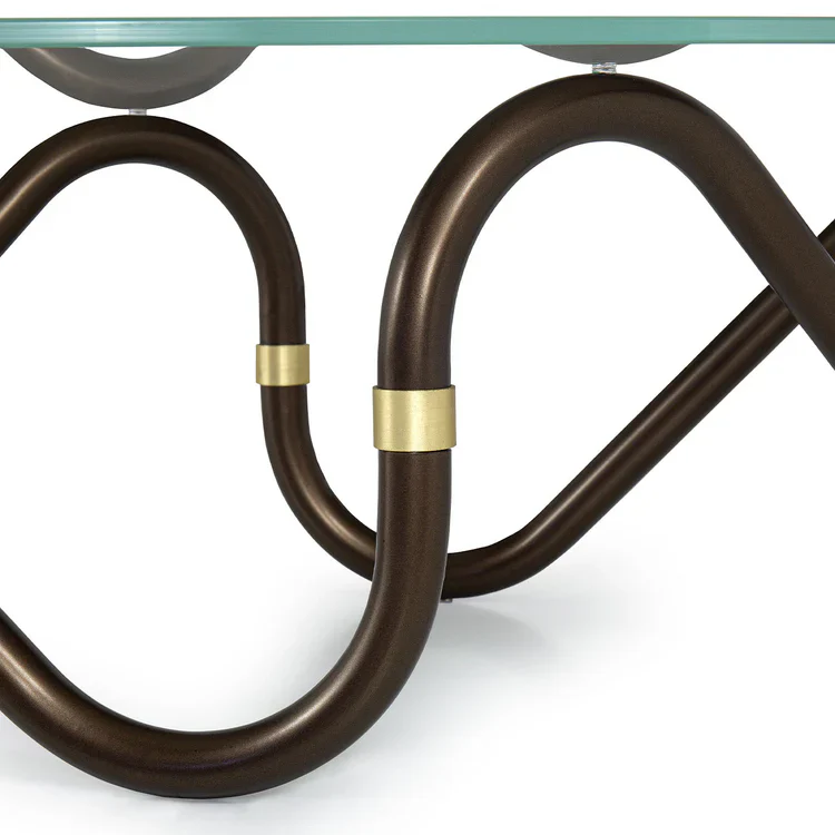 FLOW SINUSODIAL OVAL COFFEE TABLE WITH EXTRA CLEAR GLASS TOP | $4,725.00 - Image 2